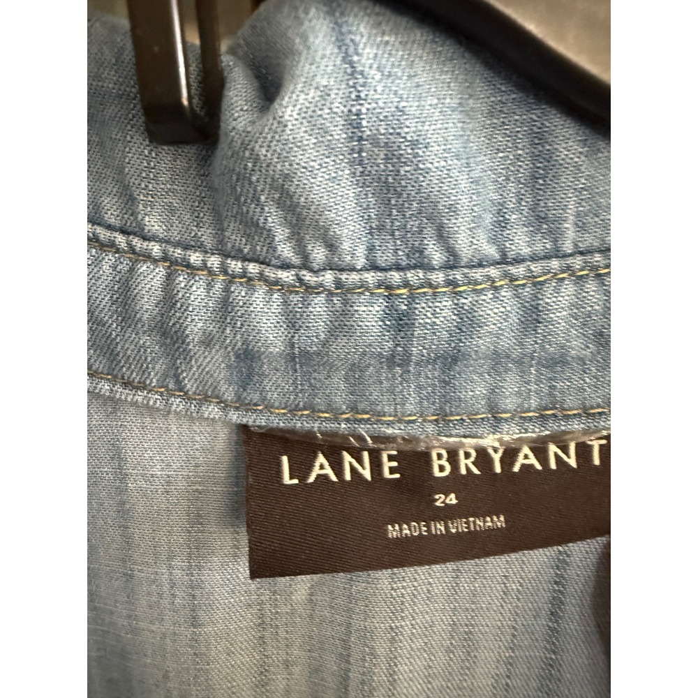 Lane Bryant Women 24 Blue Chambray Tencel Wide Leg Utility Jumpsuit Light Wash - Picture 5 of 5